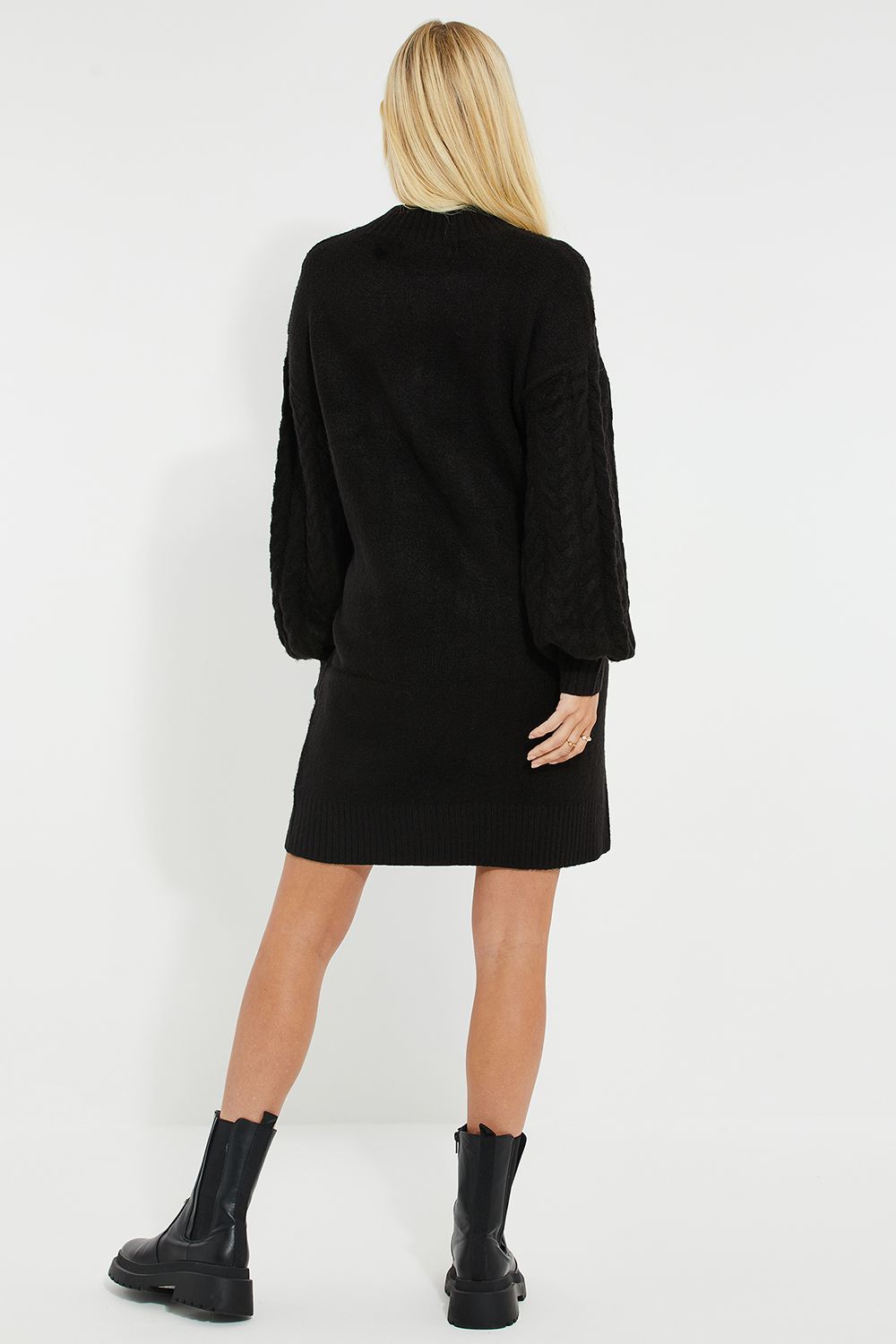 Threadbare Chalk' Cable Knit Jumper Midi Dress