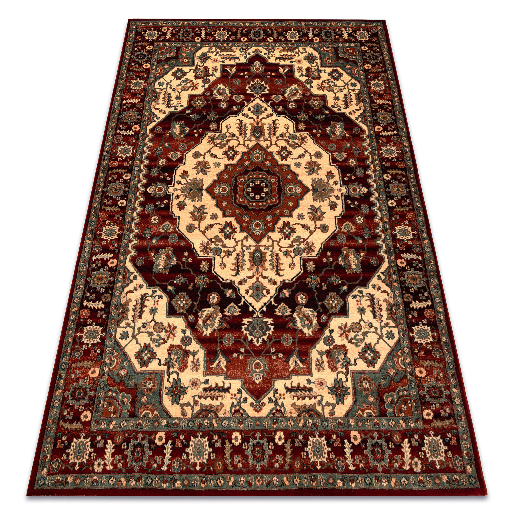 Dywan wełniany KASHQAI 4377 300 ornament bordo / beż 135x200 cm