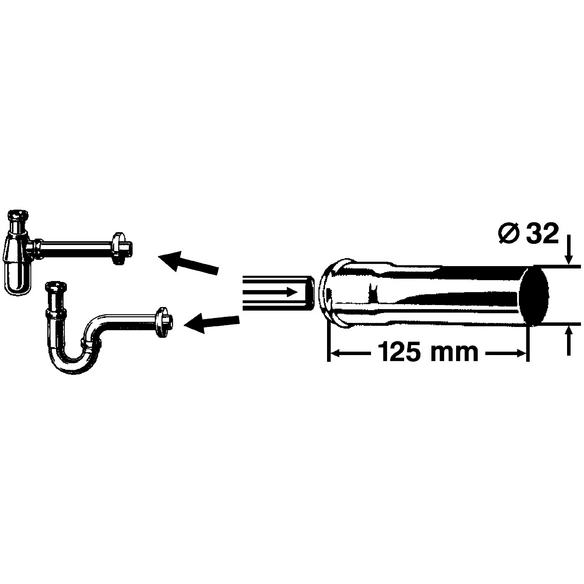 Verlängerungsrohr, Metall, Ø 32 mm x 125 mm