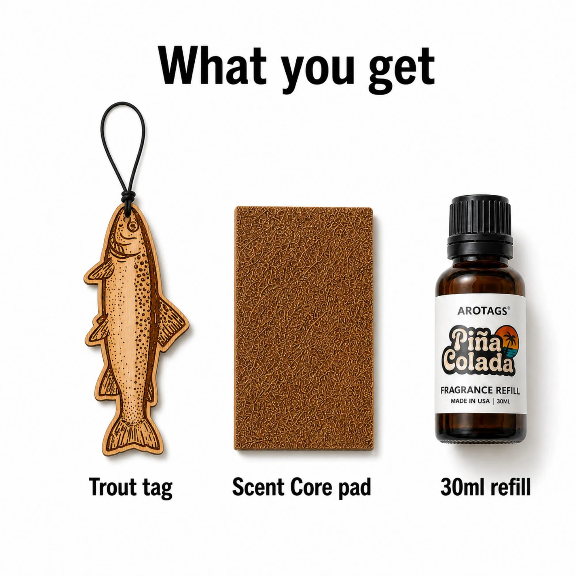 Trout Wooden Car Air Freshener – Laser Engraved Rearview Mirror Diffuser, Fisherman Gift