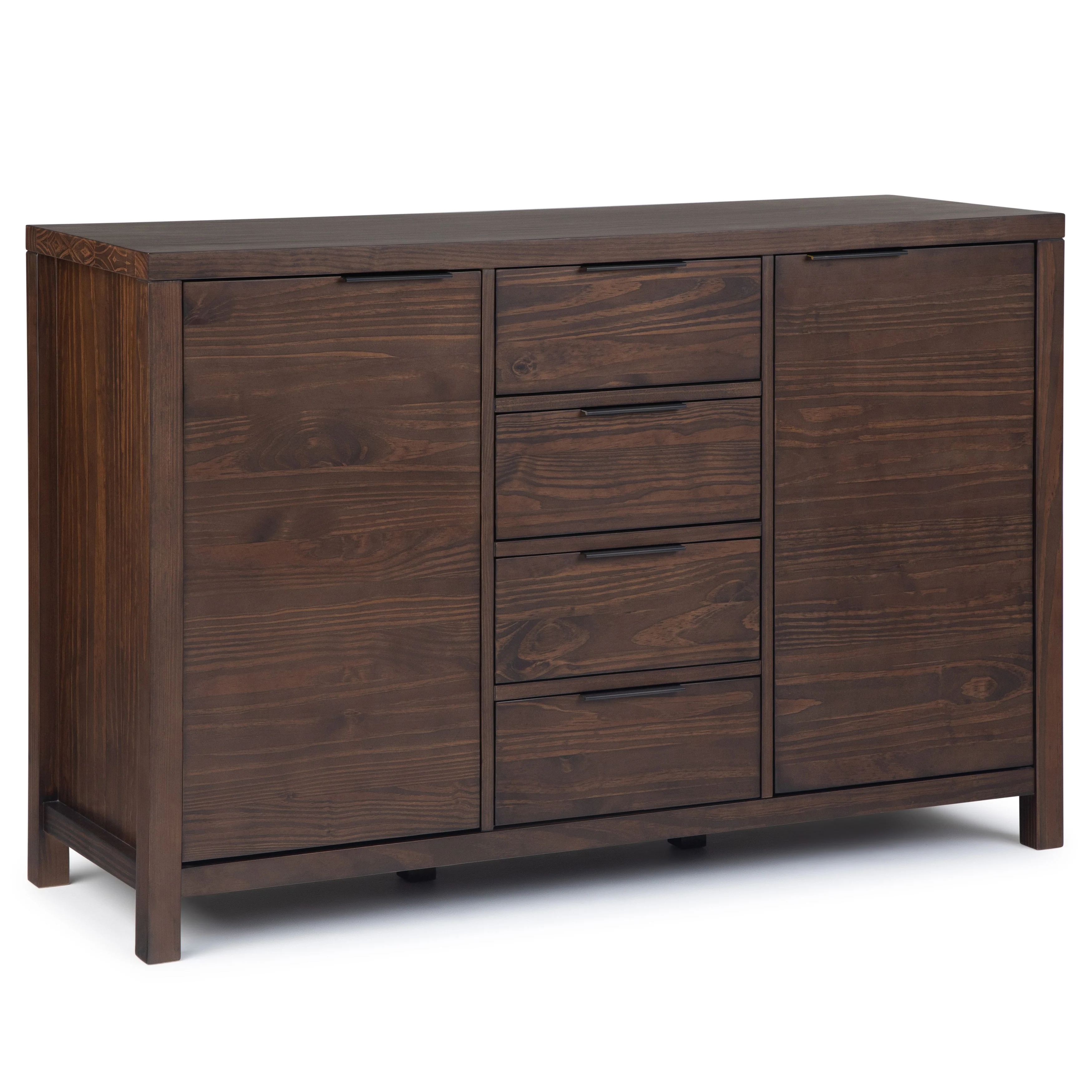 WYNDENHALL Fabian SOLID WOOD 54 inch Wide Contemporary Sideboard Buffet - 18 D x 54 W x 36 H