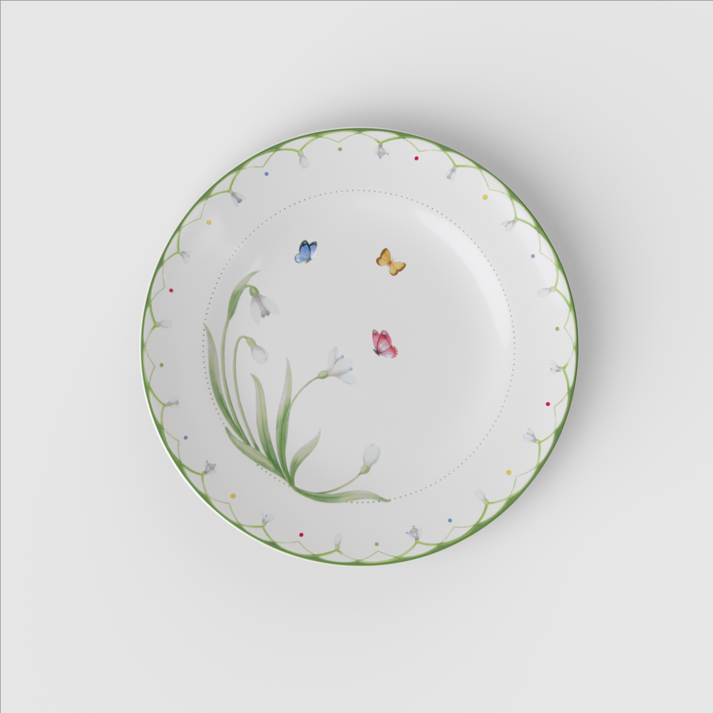 Colourful Spring Salad/ Dessert Plate - Green, 8.5'', Premium Porcelain