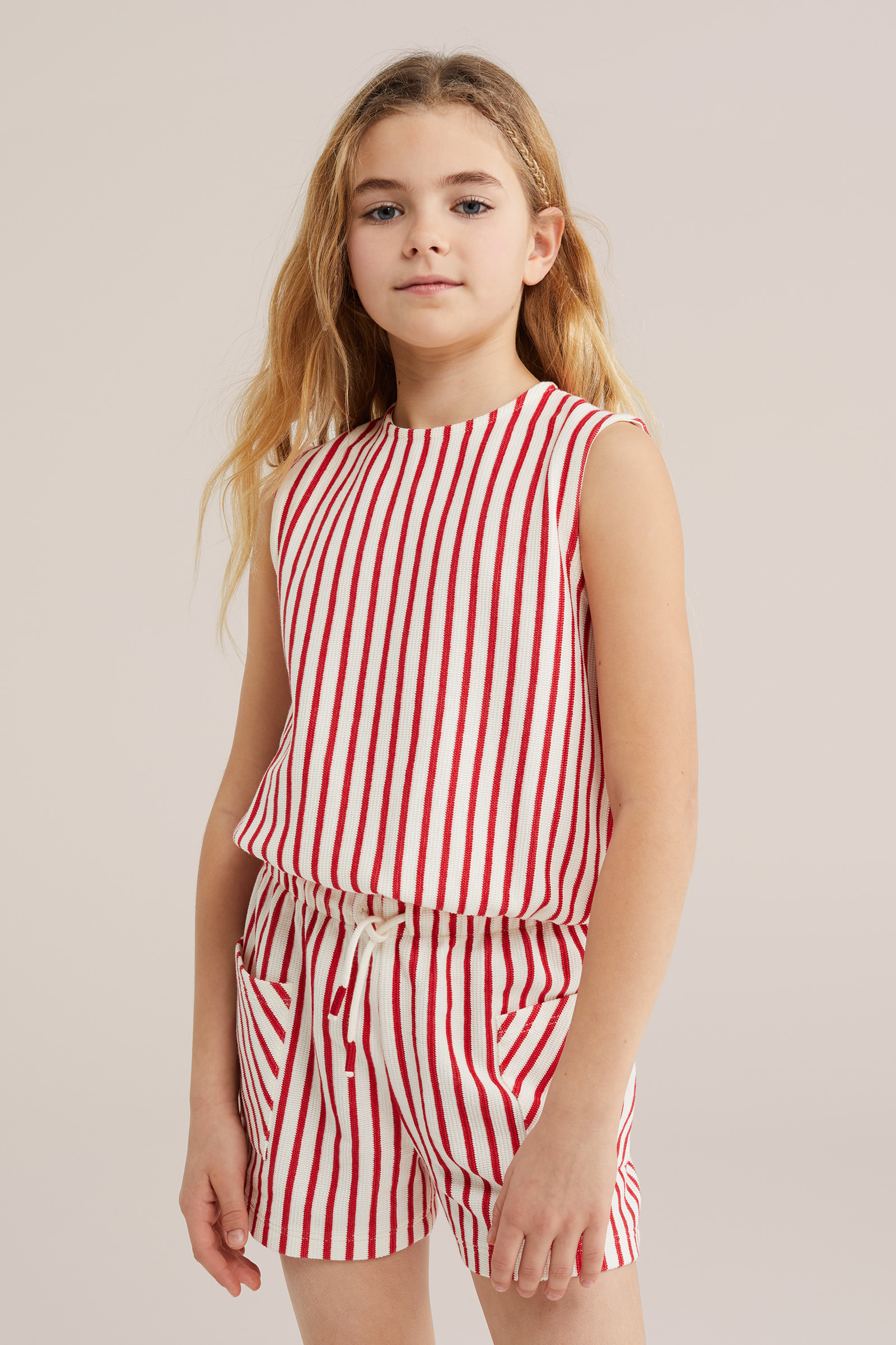 Meisjes gestreepte ballon singlet