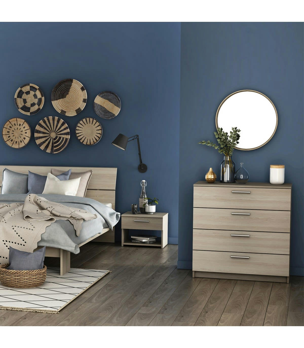 PRICY - Commode 4 Tiroirs L79,6 cm - décor Bois Clair