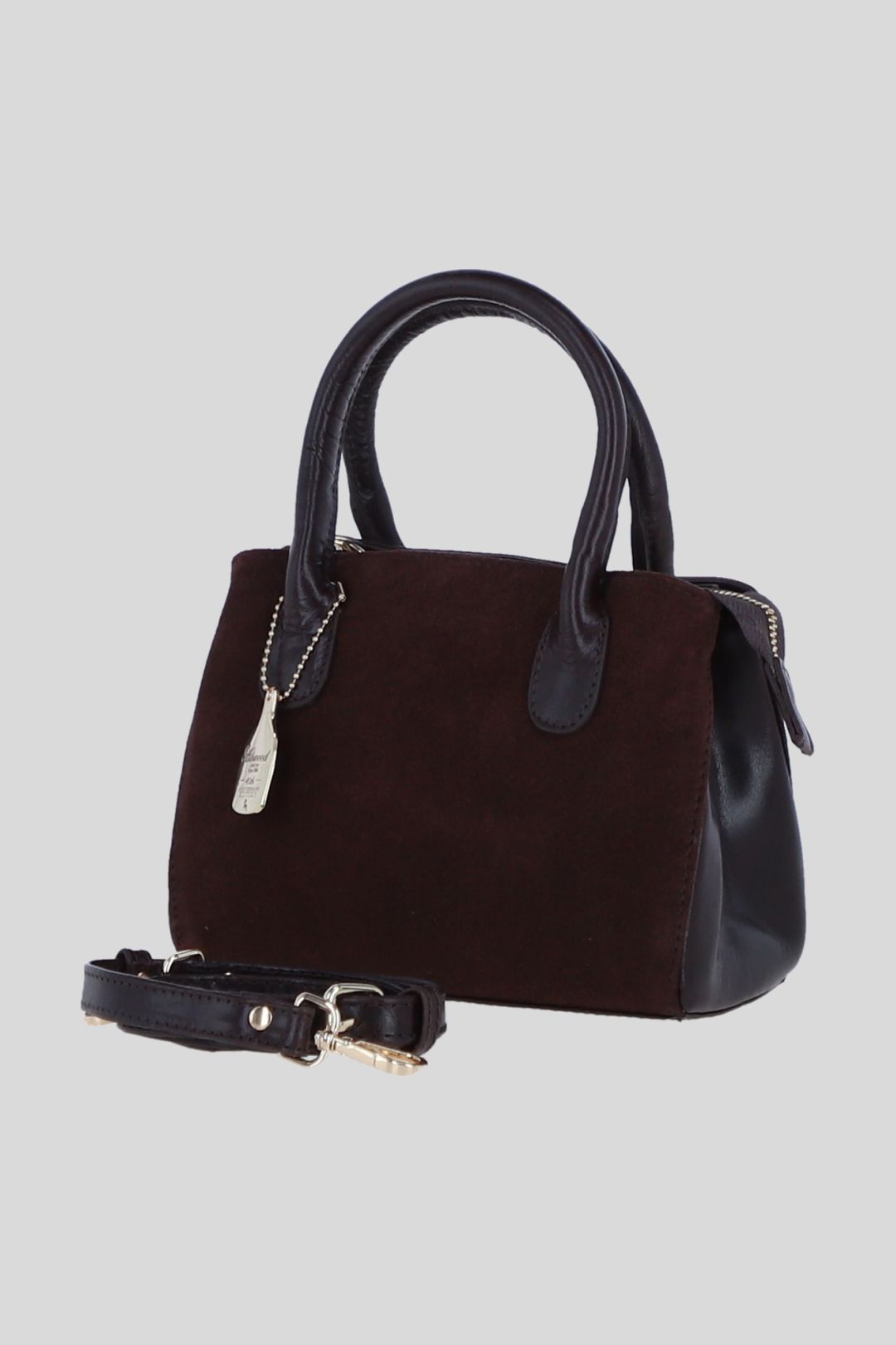 Ashwood Leather Genuine Leather and Suede Handbag with Detachable Crossbody Strap