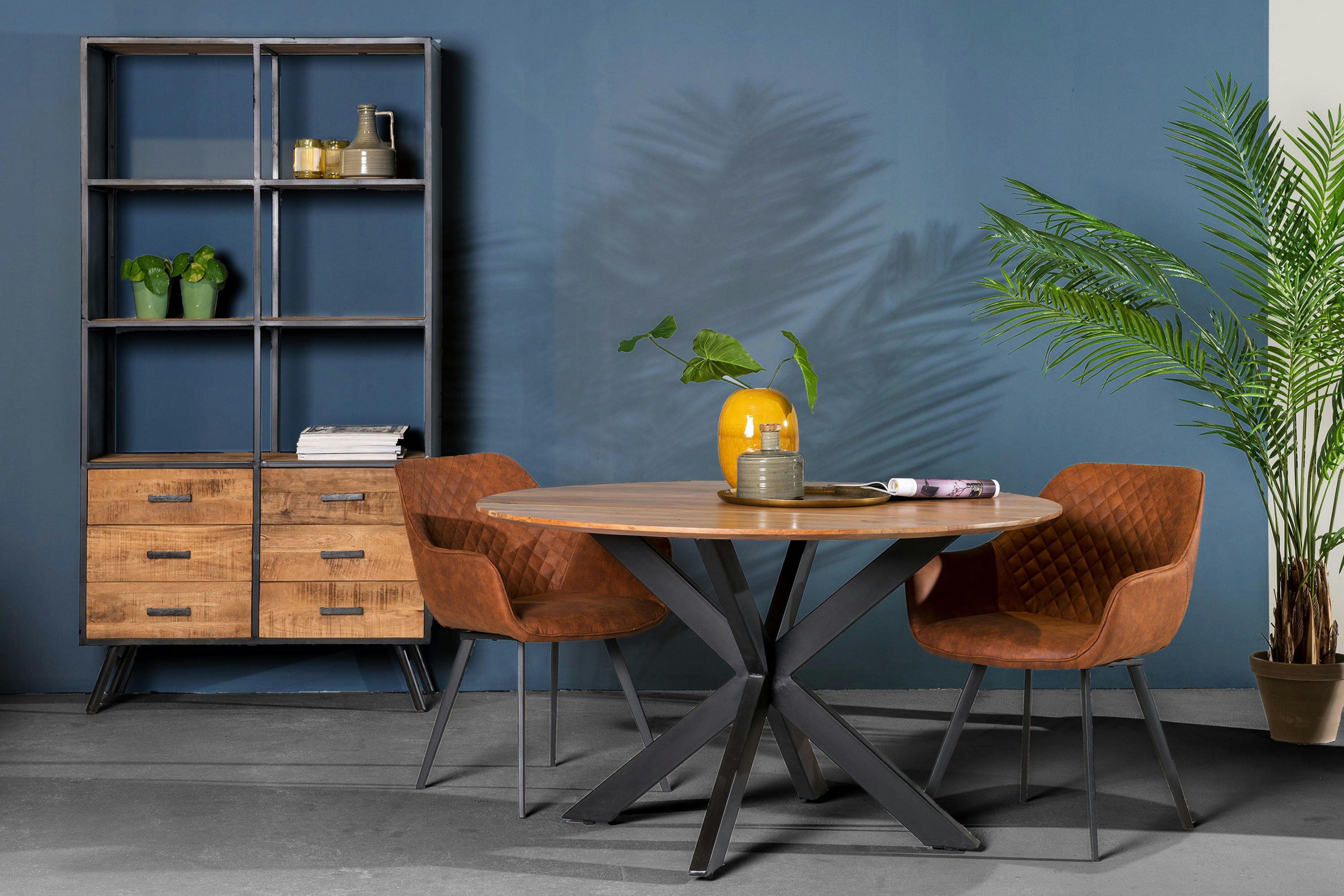 URBAN - URBAN-Table à manger ronde 6 personnes D120 cm, Spider et Acacia