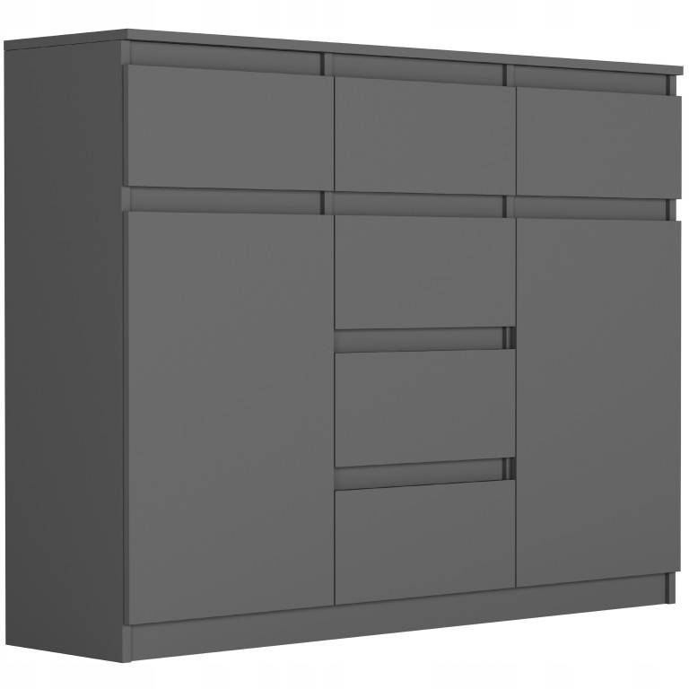 Komoda 120cm 6 szuflady 2 drzwi szafka FRAMIRE S-62D antracyt
