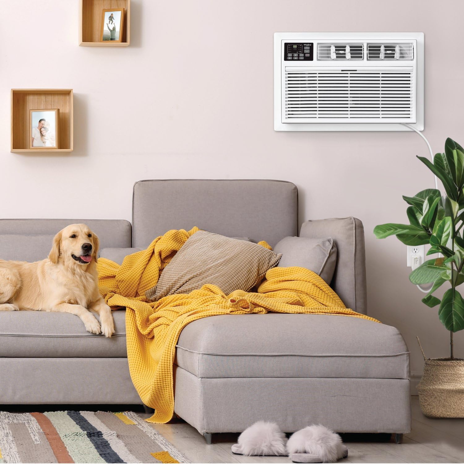 Whirlpool 14,000 BTU 230V Through-the-Wall Air Conditioner with Supplemental Heat, Dehumidifier and Remote, Wall AC Unit for Apartment, Living Room and Large Rooms up to 700 Square Feet in White