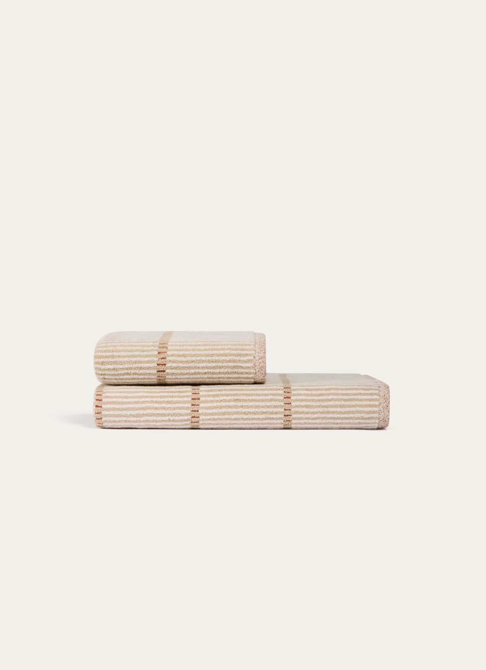 SERVIETTE DE TOILETTE à RAYURES BEIGE