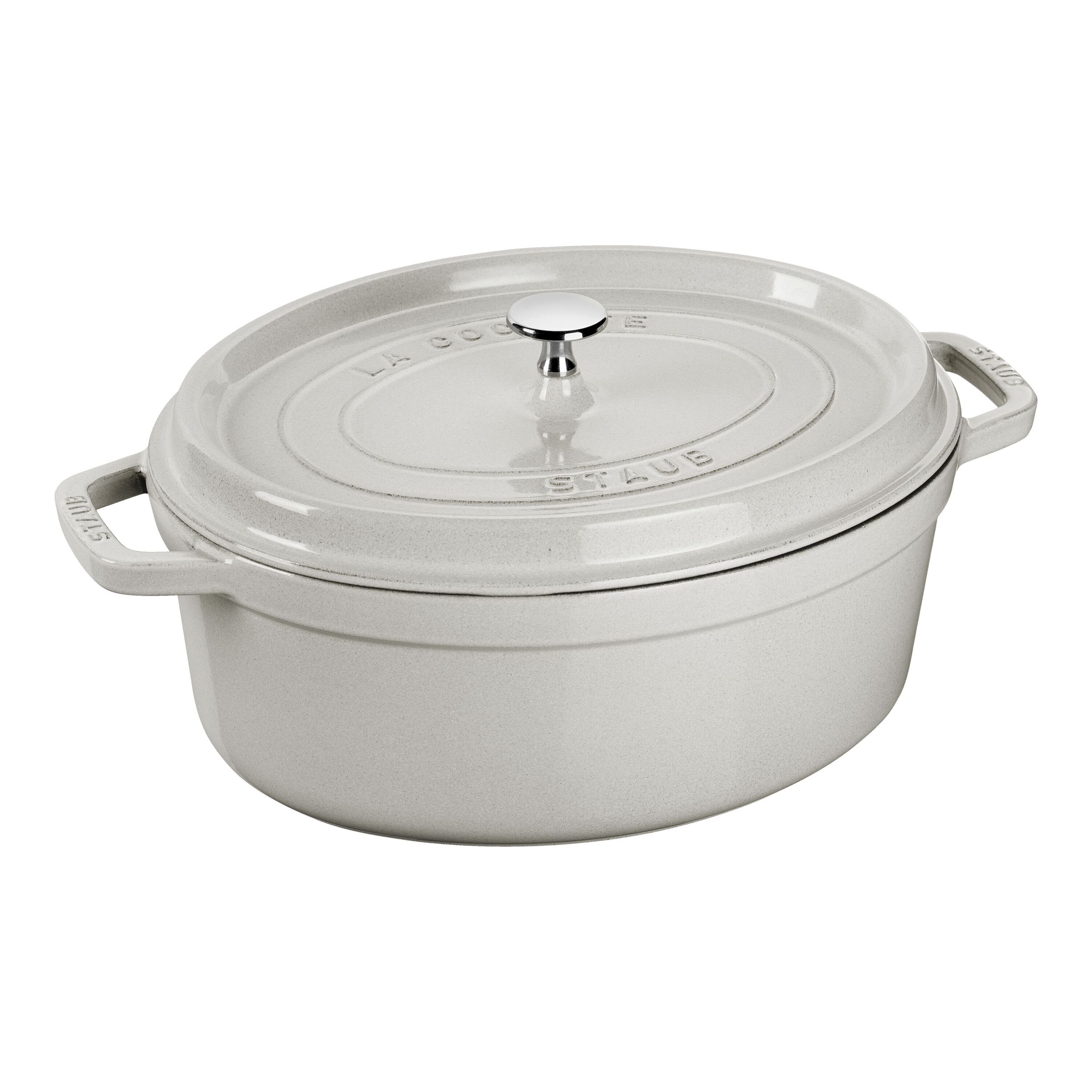 37 cm oval Cast iron Cocotte white truffle