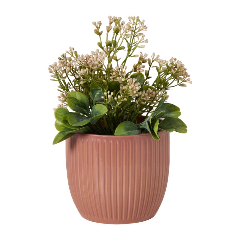 Bloempot rib - roze - &Oslash;13x12 cm
