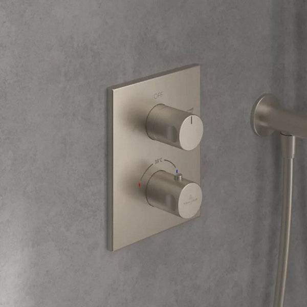 Mitigeur thermostatique encastré 2 voies VILLEROY ET BOCH Universal rectangle Brushed Nickel Matt