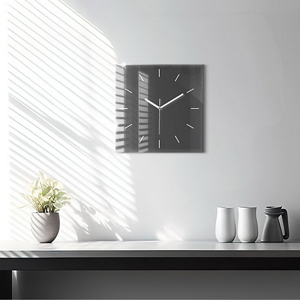 Horloge murale Wallfluent 30x30 cm Aiguilles blanches Gris 1 pcs