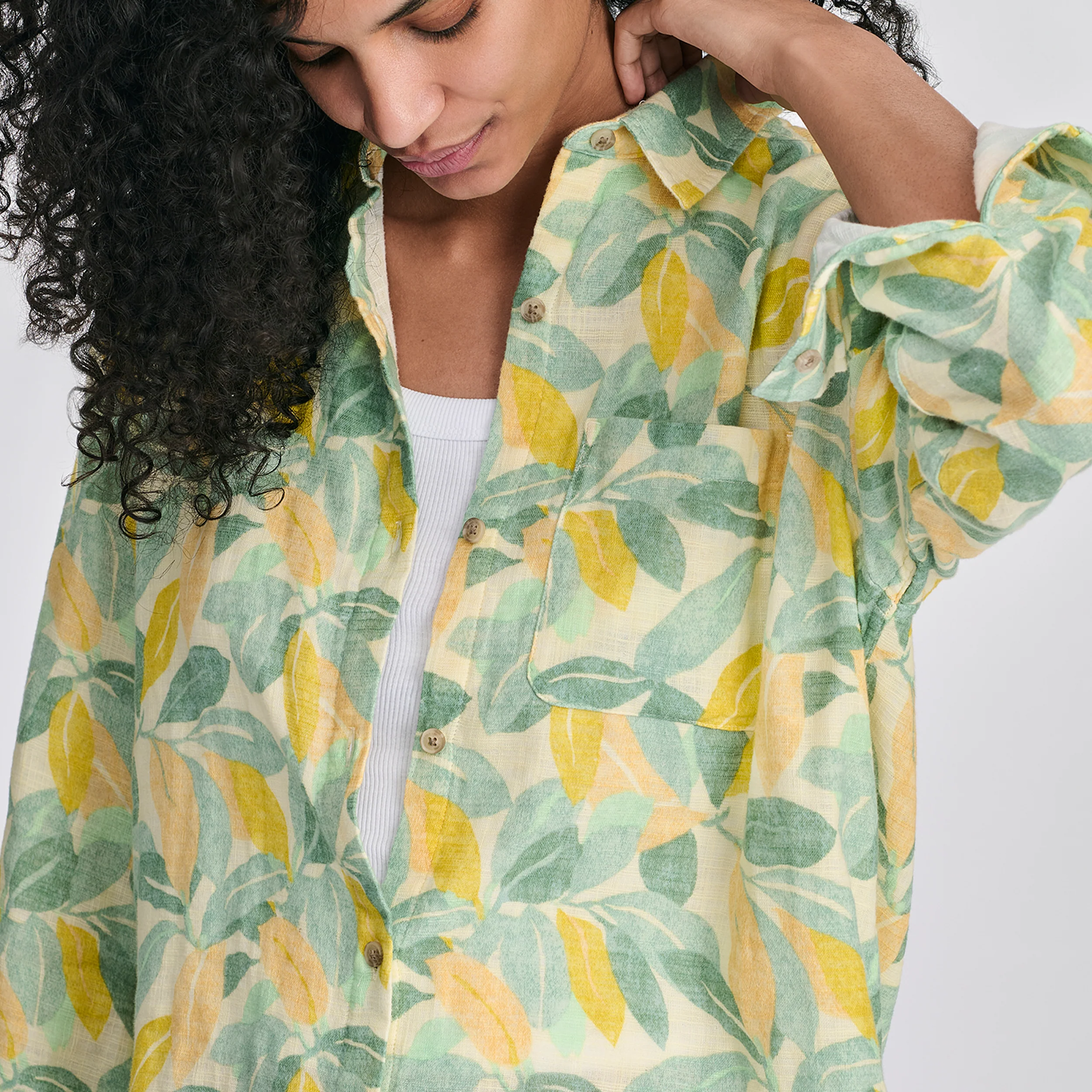 Women's Woven Printed Cotton Long Sleeve Shirt