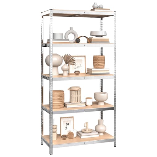 NNEVL 5-Layer Shelves 4 pcs Silver Steel and Engineered Wood