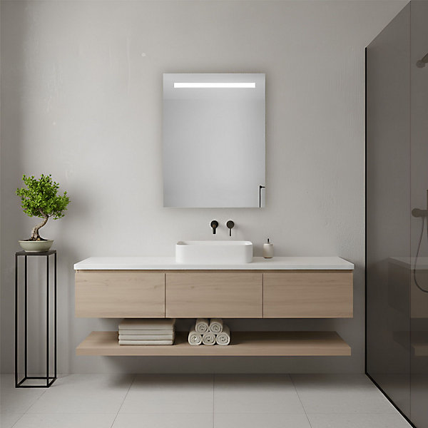 Miroir à bord poli 60x80H avec sablage frontal rétroéclairé led