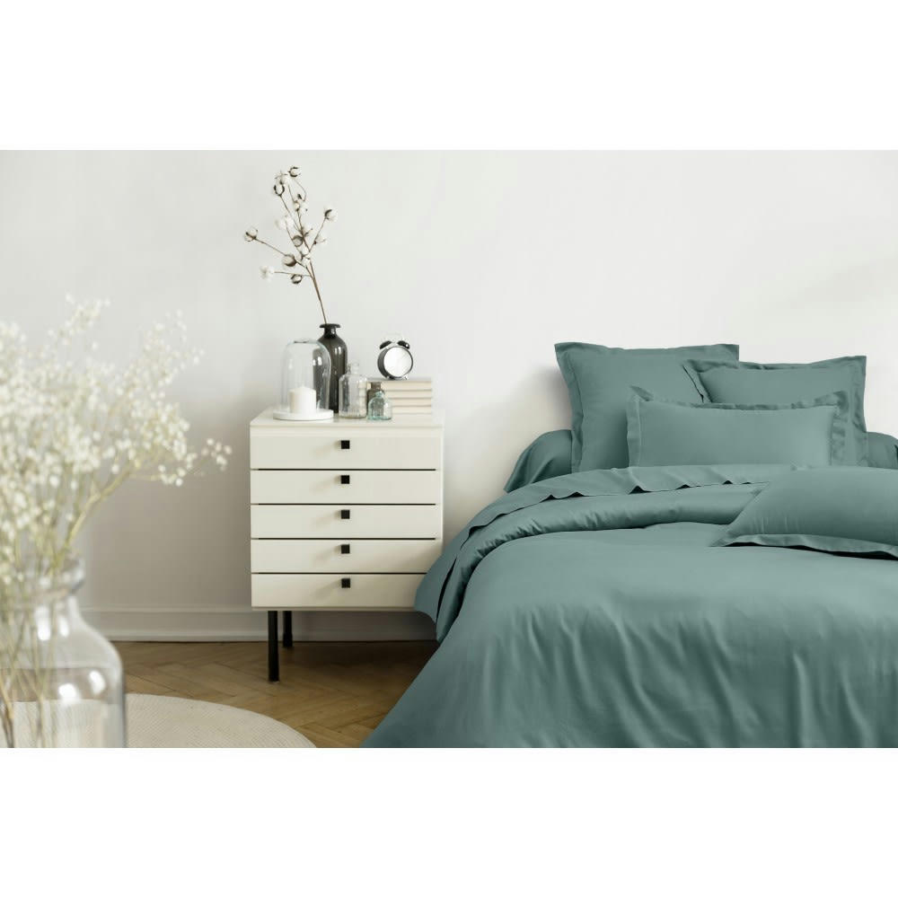 GAMME UNIS SATIN - Drap plat satin de coton 180x290 cm céladon
