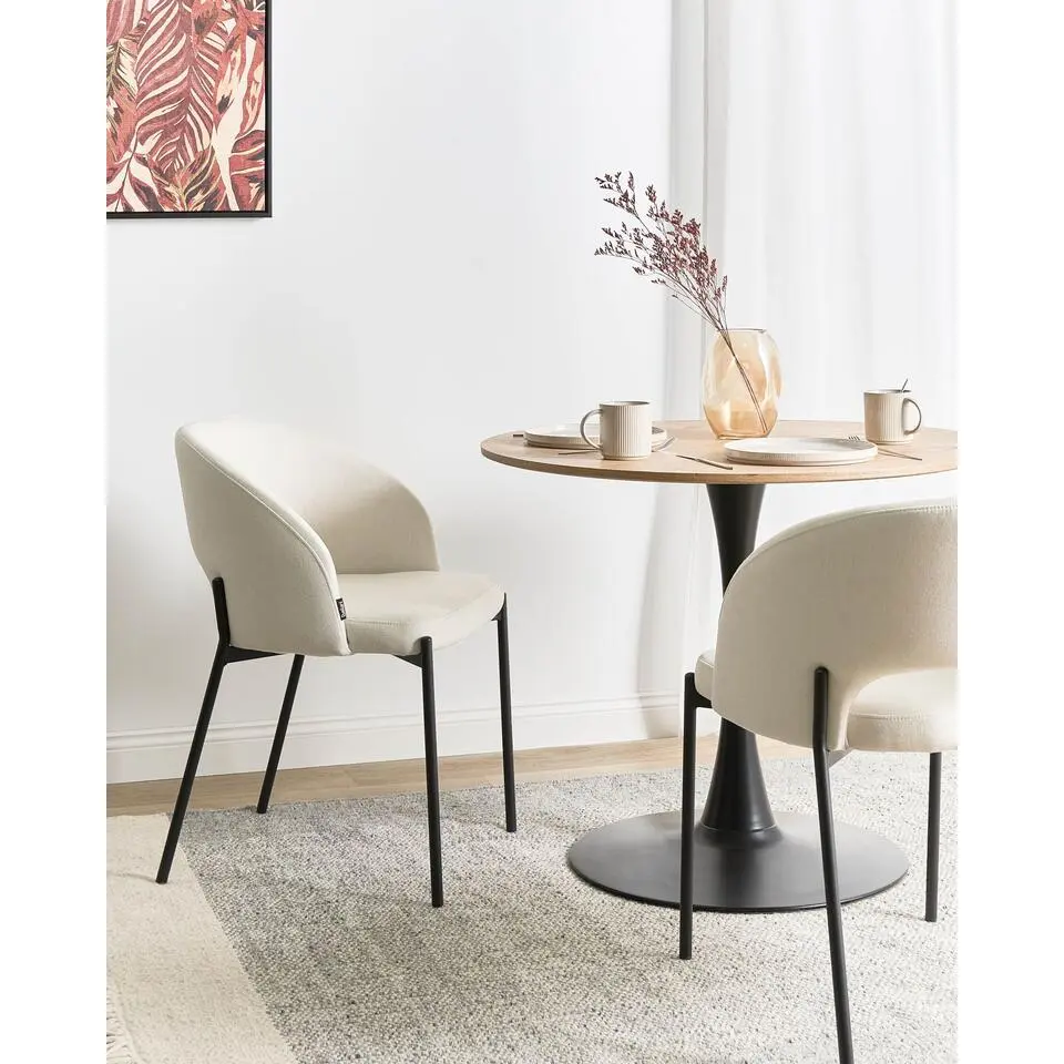 PENNY - Eetkamerstoel set van 2 - Lichtbeige - Stof