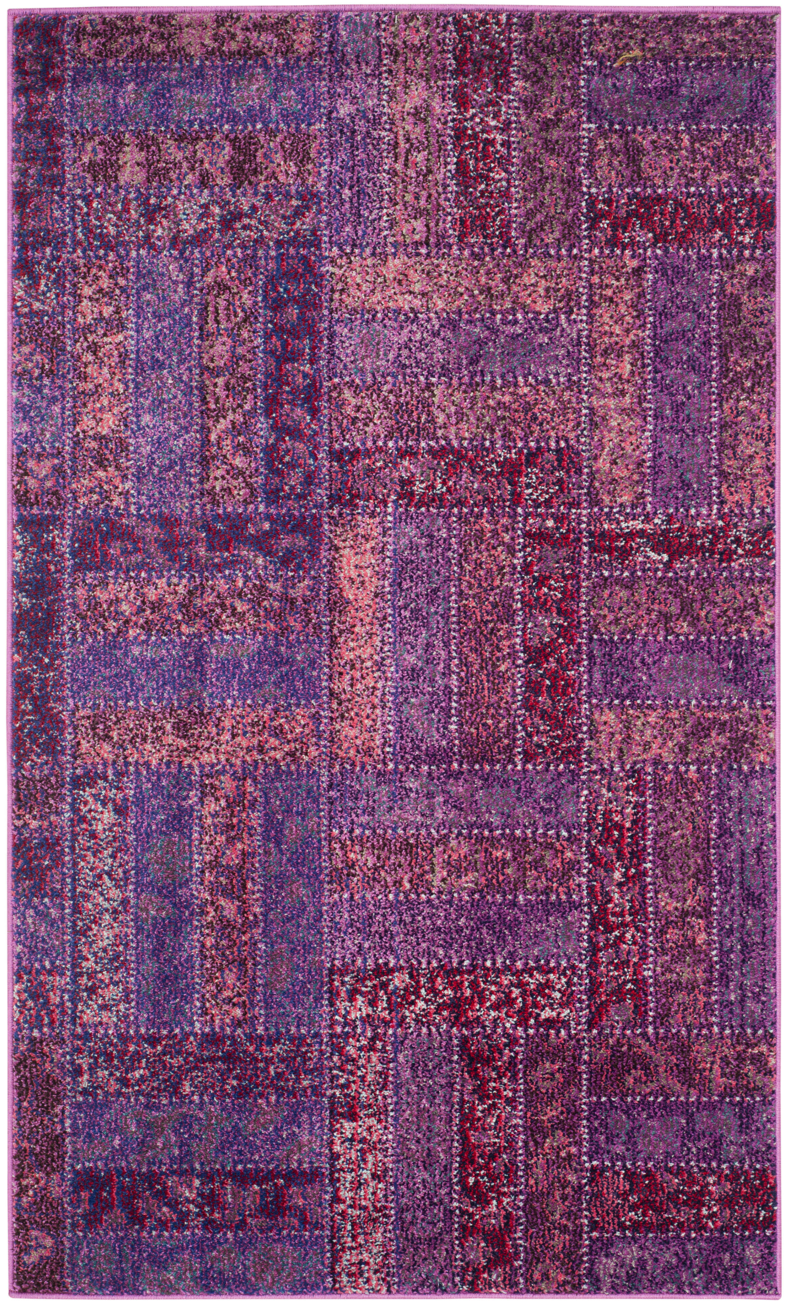 MONACO - Tapis de salon interieur en violet & multicolore, 91 x 152 cm
