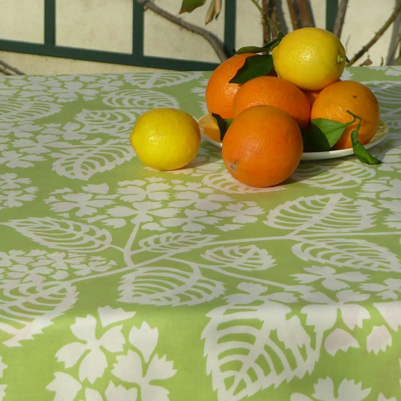 HORTENSIA - Nappe enduite rectangle 160 x 240 cm verte