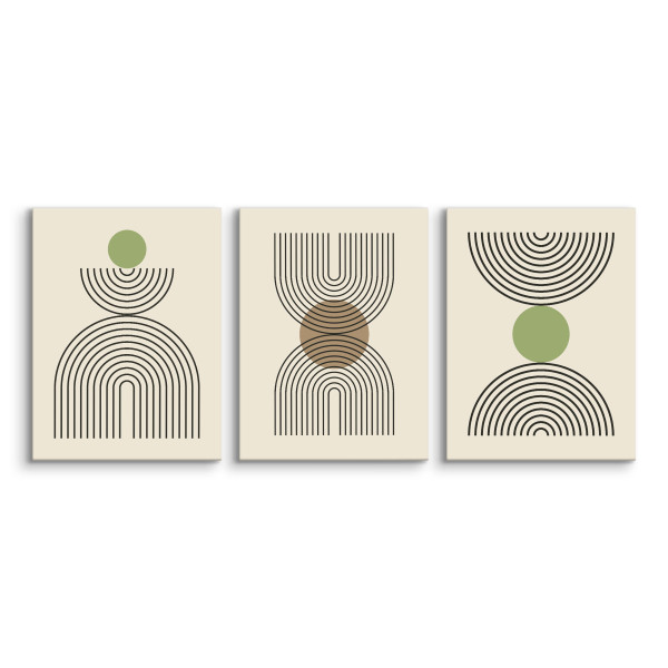 3x Obraz Set Abstrakcja Styl Boho Minimalizm 30x40cm