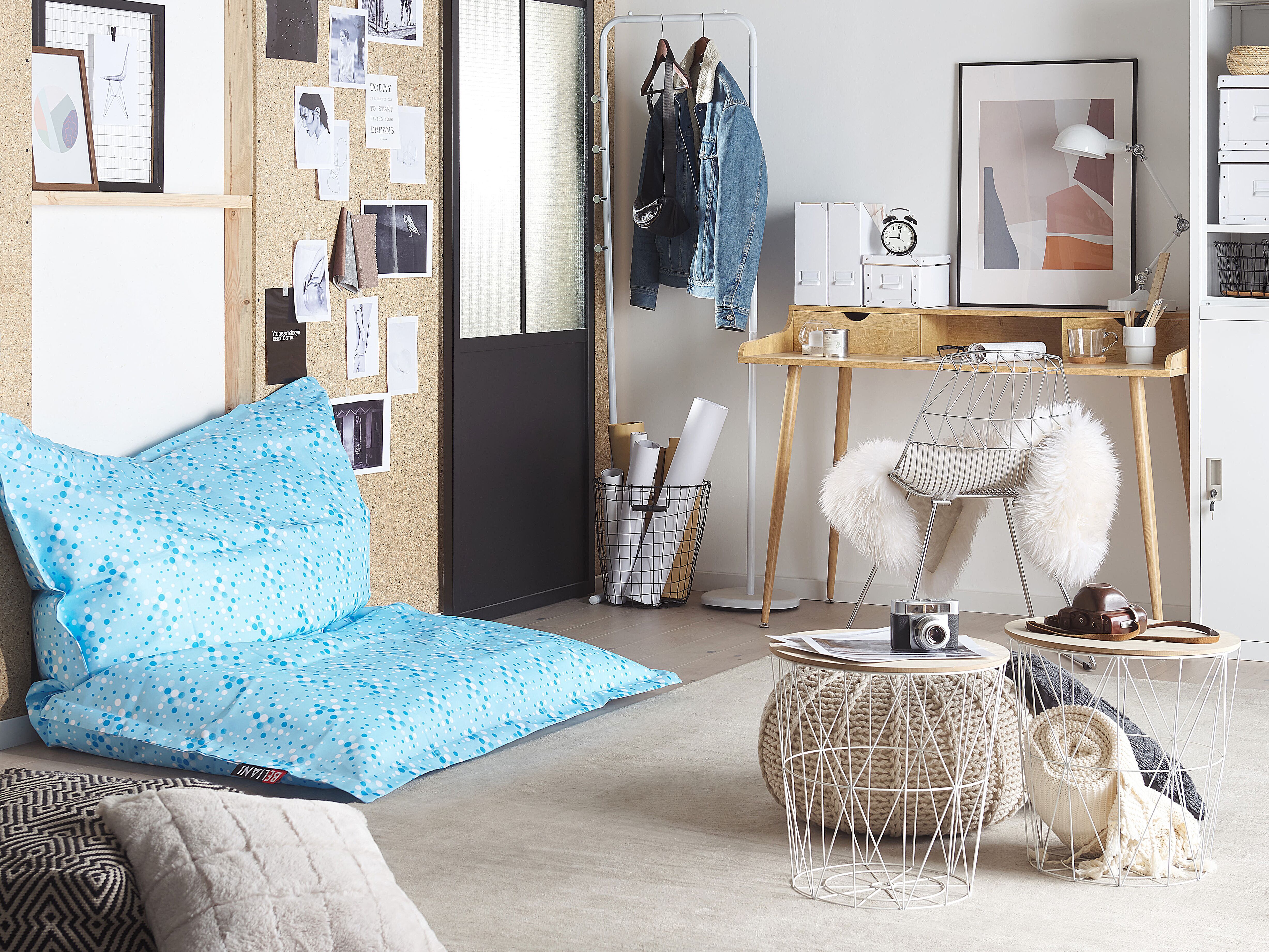 Bean Bag Cover FUZZY 180 cm 140 cm Light Blue