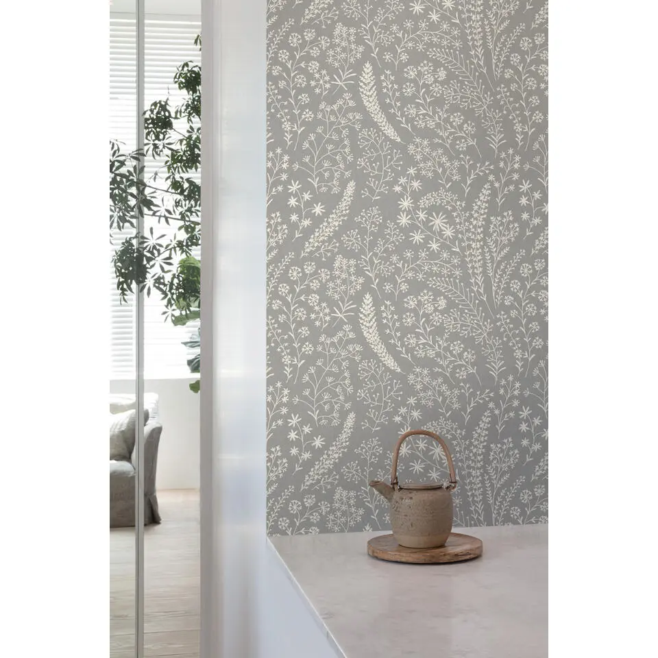 Dutch Wallcoverings - Asperia- Astrid Trail grijs/wit - A58703