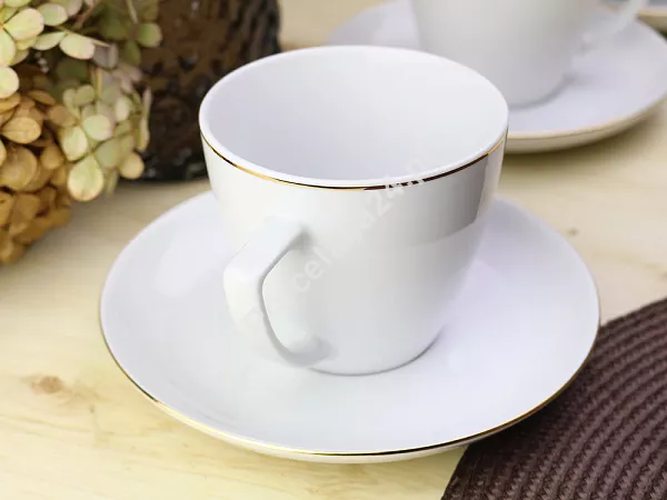 Filiżanka ze spodkiem 0,35 L/17,5 cm Waza - Modern WA-08z złota linia