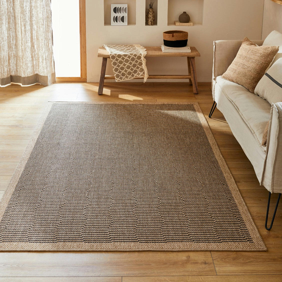 NATURE - Tapis polypropylène aspect jute noir - 200x290 cm