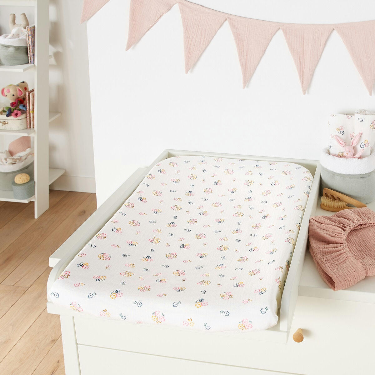 Lot de 2 housses de matelas à langer, Bouquet