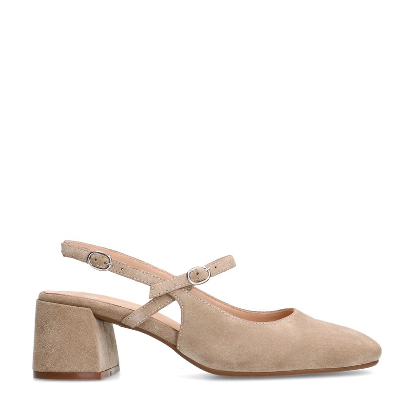 Manfield Beige suède slingbacks