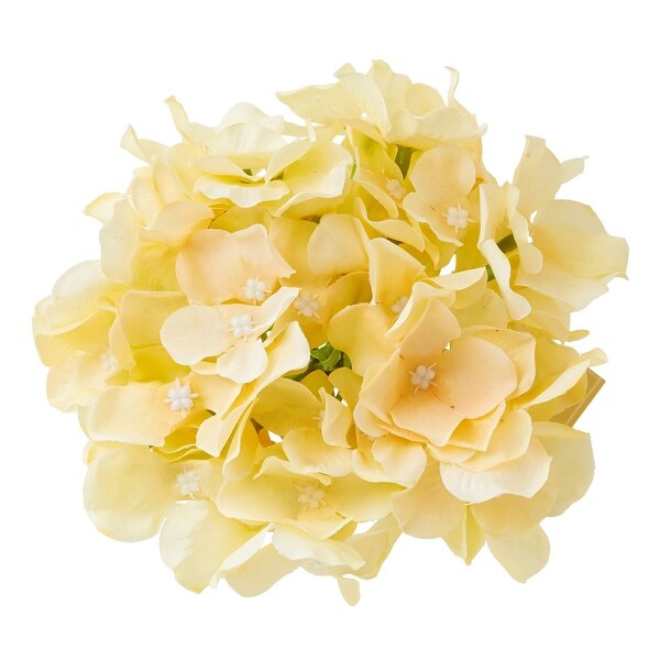 10 Pack Artificial Hydrangea with Stem, 6.5" Silk Flower Head, Party Decor Centerpieces Bouquet (Champagne)