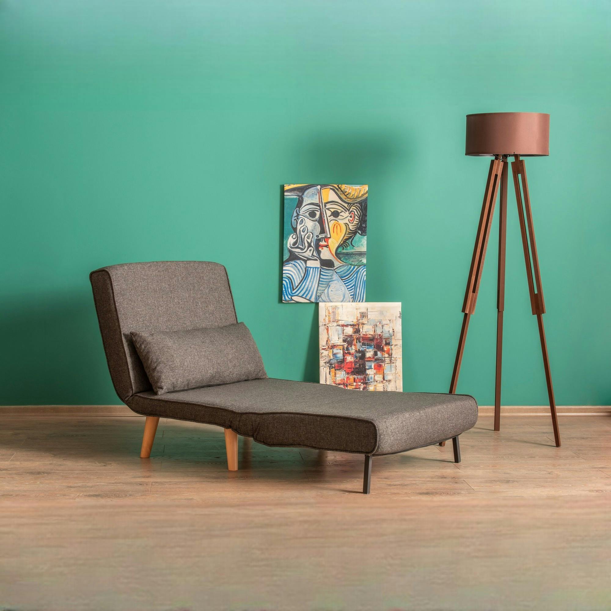 Fauteuil convertible gris chiné, couchage 180 cm COPALA