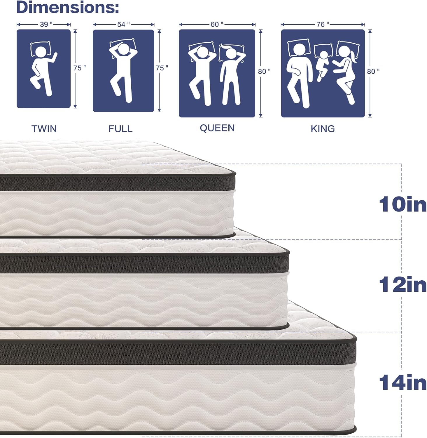 Queen Mattress,14 Inch Queen Size Mattresses in a Box, Memory Foam Mattress for Pressure Relief & Cool Sleep,CertiPUR-US Certified,Safe Foams & Fabric,Non-Fiberglass,Medium Firm,80 x 60