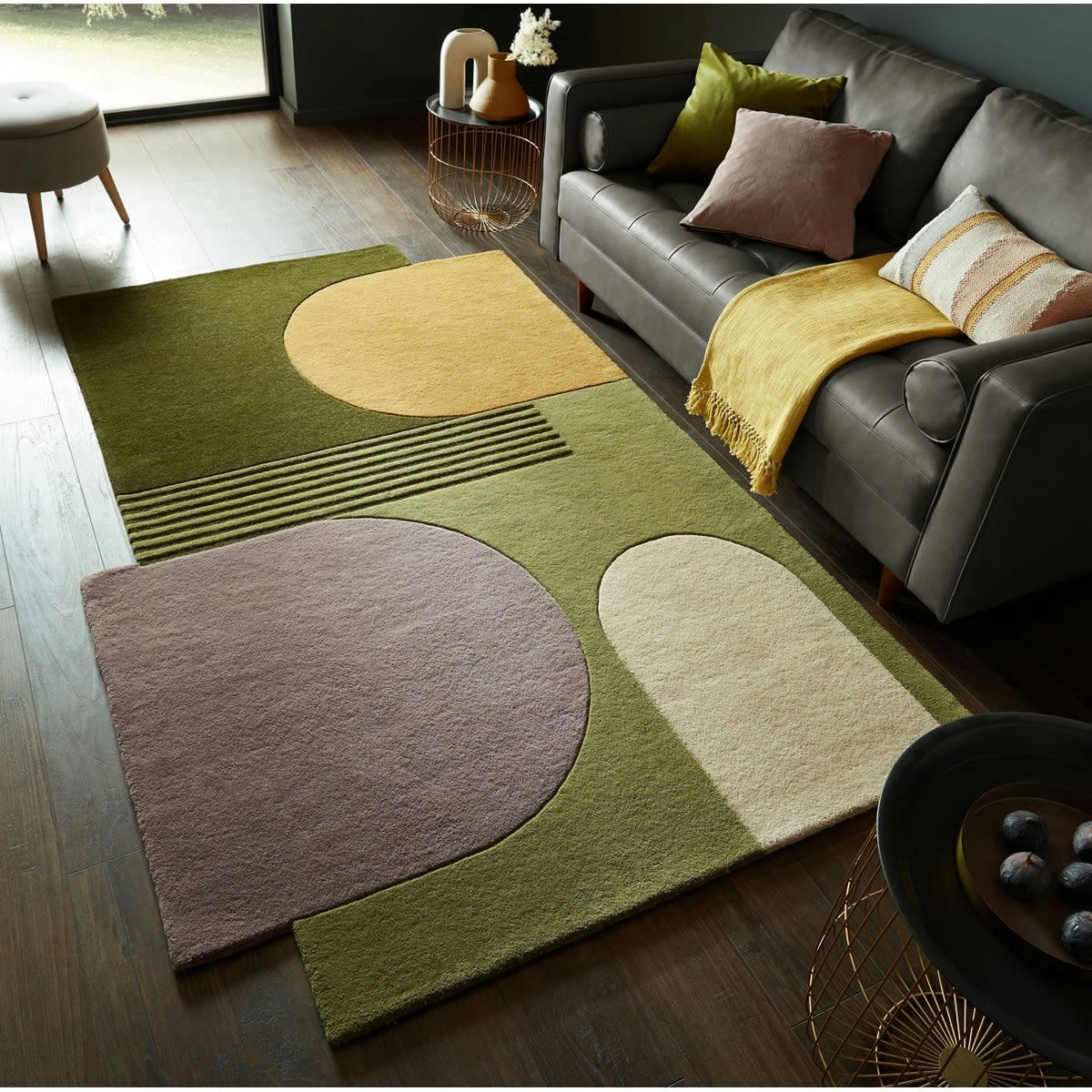 FORMAL - Tapis de salon moderne en laine vert 120x170 cm
