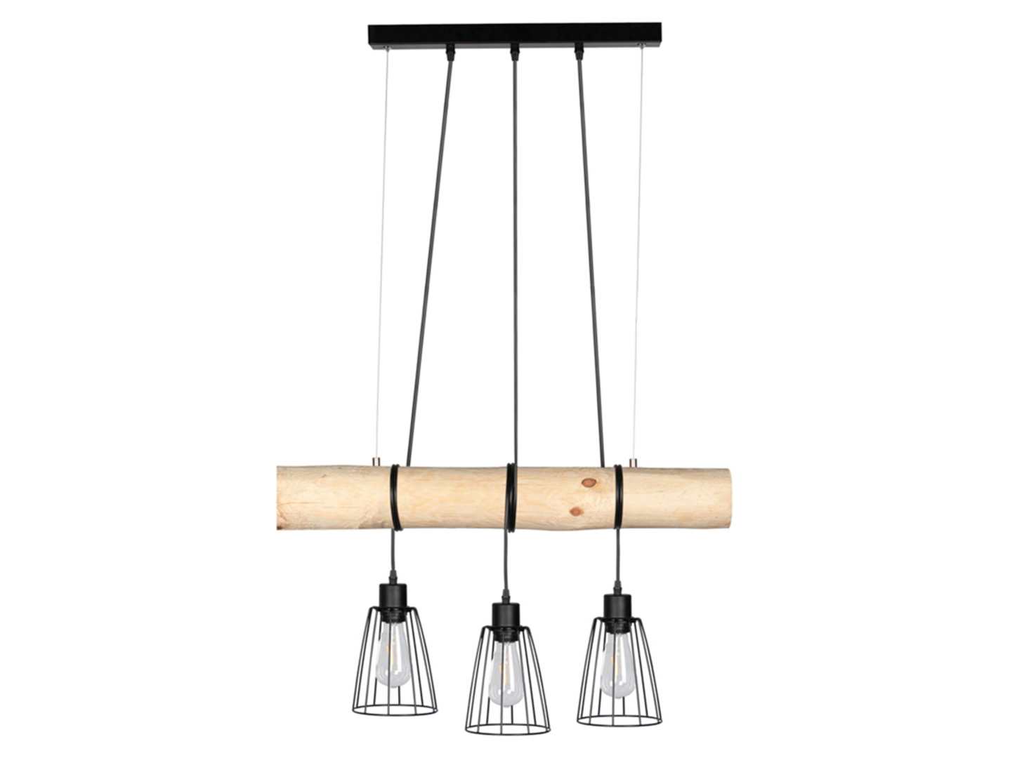 Lampa wisząca Trabo Short 3-punktowa drewniana brązowa