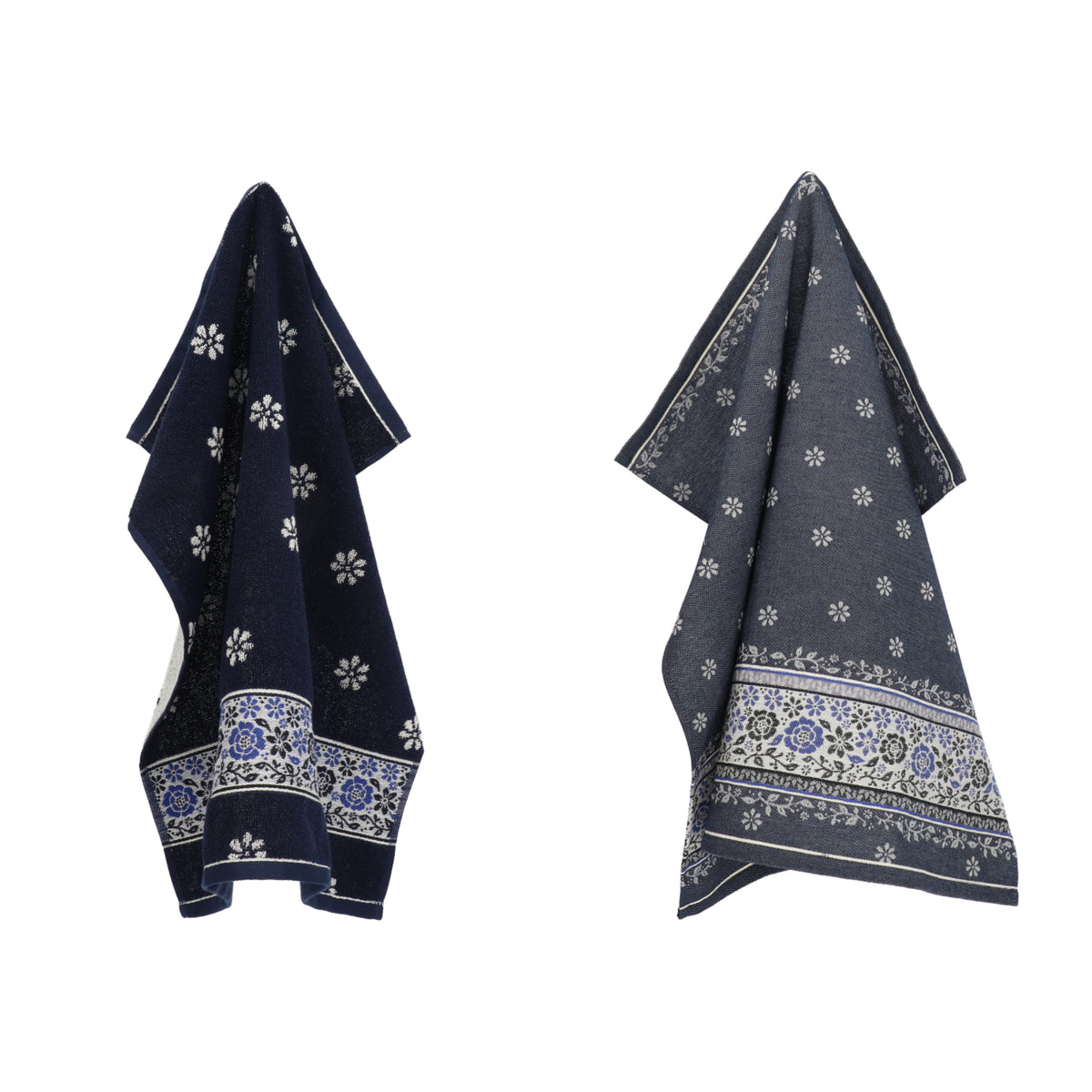 Luxe Keukendoek en Theedoek Belle Fleur Donkerblauw - Bunzlau Castle - 100% biologisch GOTS katoen