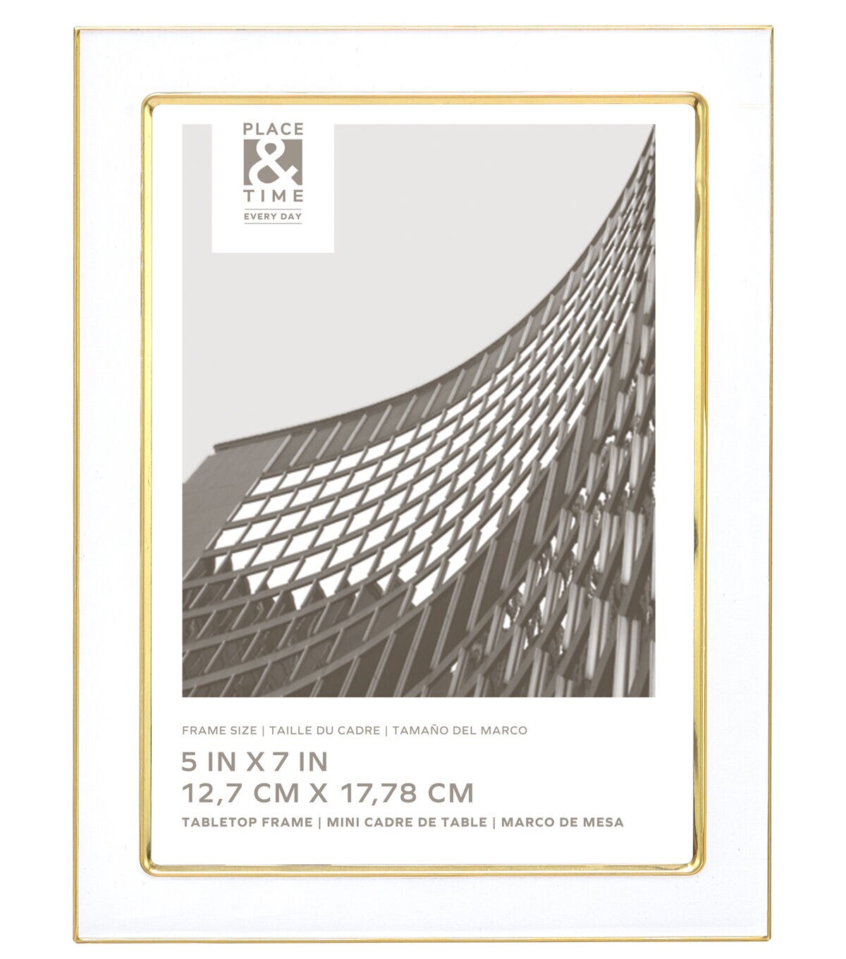 5 x 7 White & Gold Enamel Tabletop Picture Frame by Place & Time