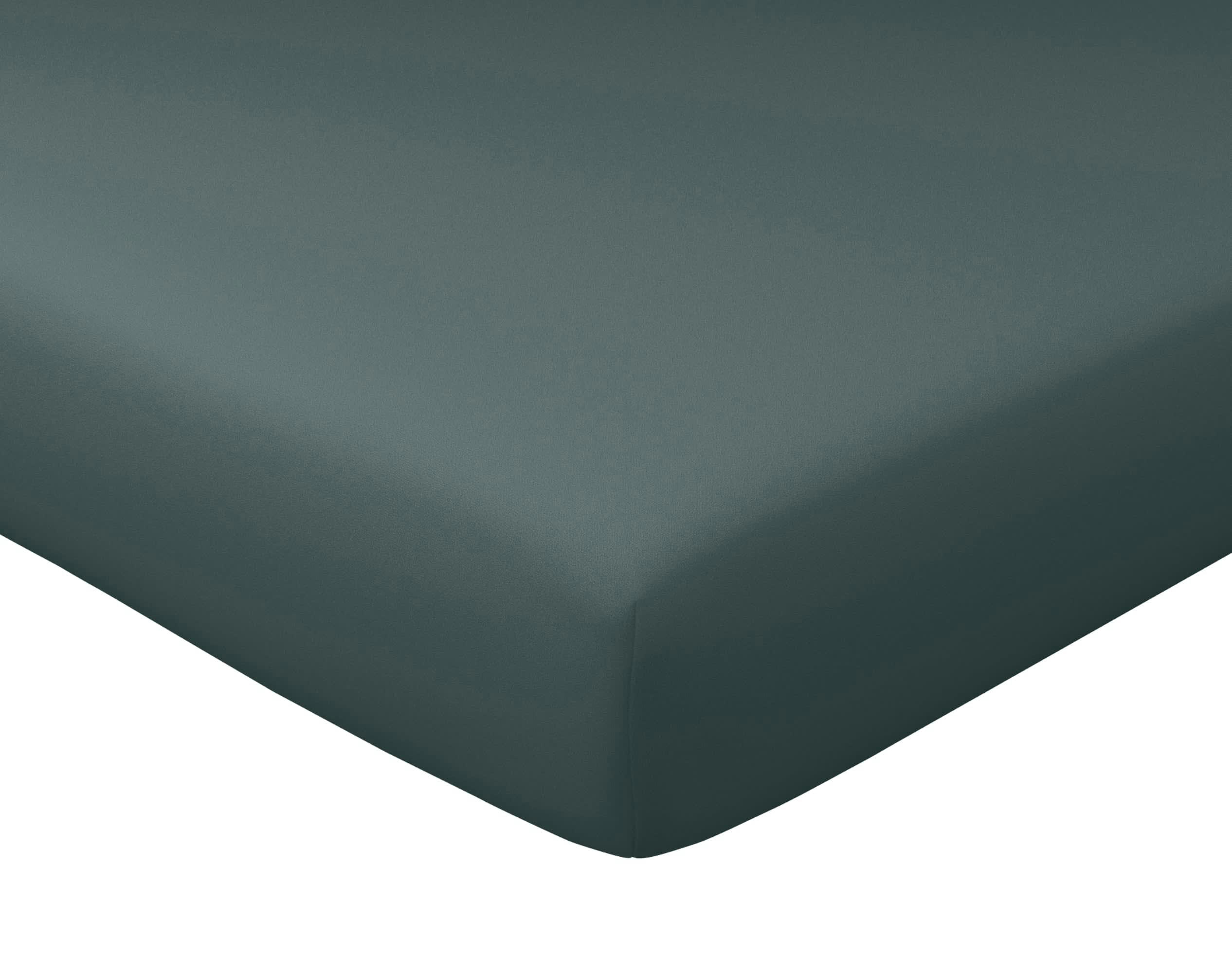 SATIN - Drap-housse 140x190 en satin de coton  gris tempête