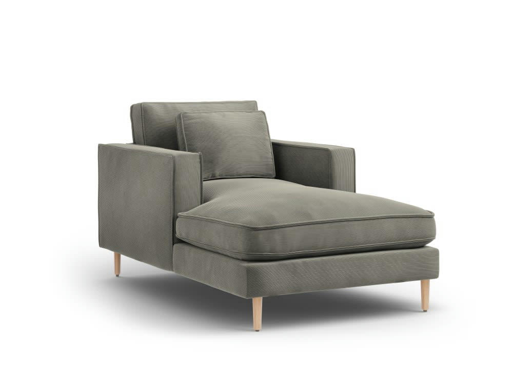 ALEXIS - Méridienne 1 place en tissu structuré gris clair