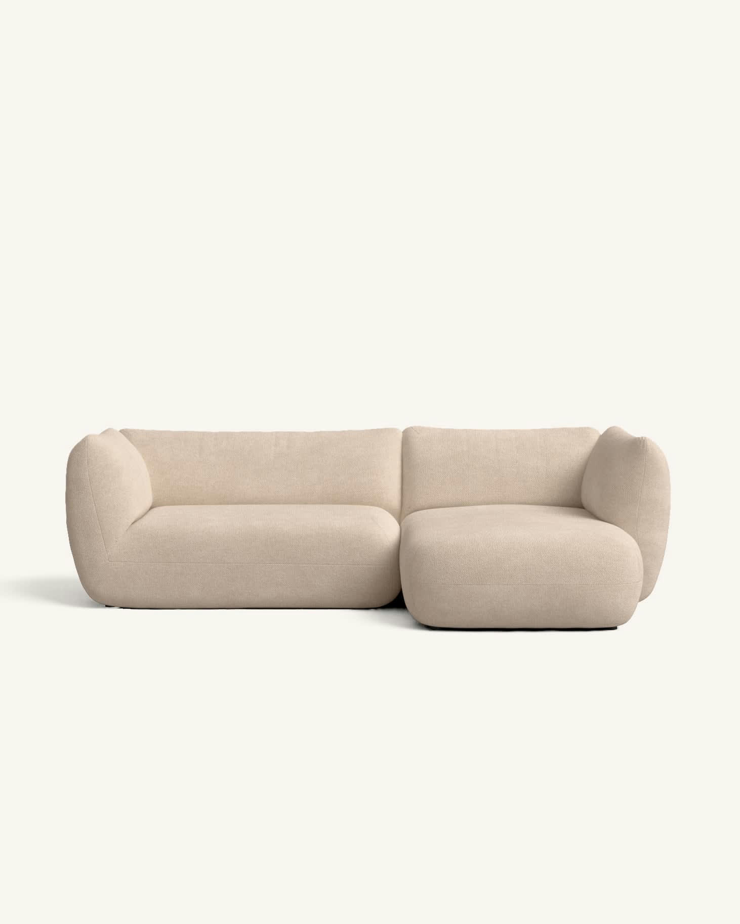 ARNAU - Canapé d'angle droit 2 places en tissu brun clair