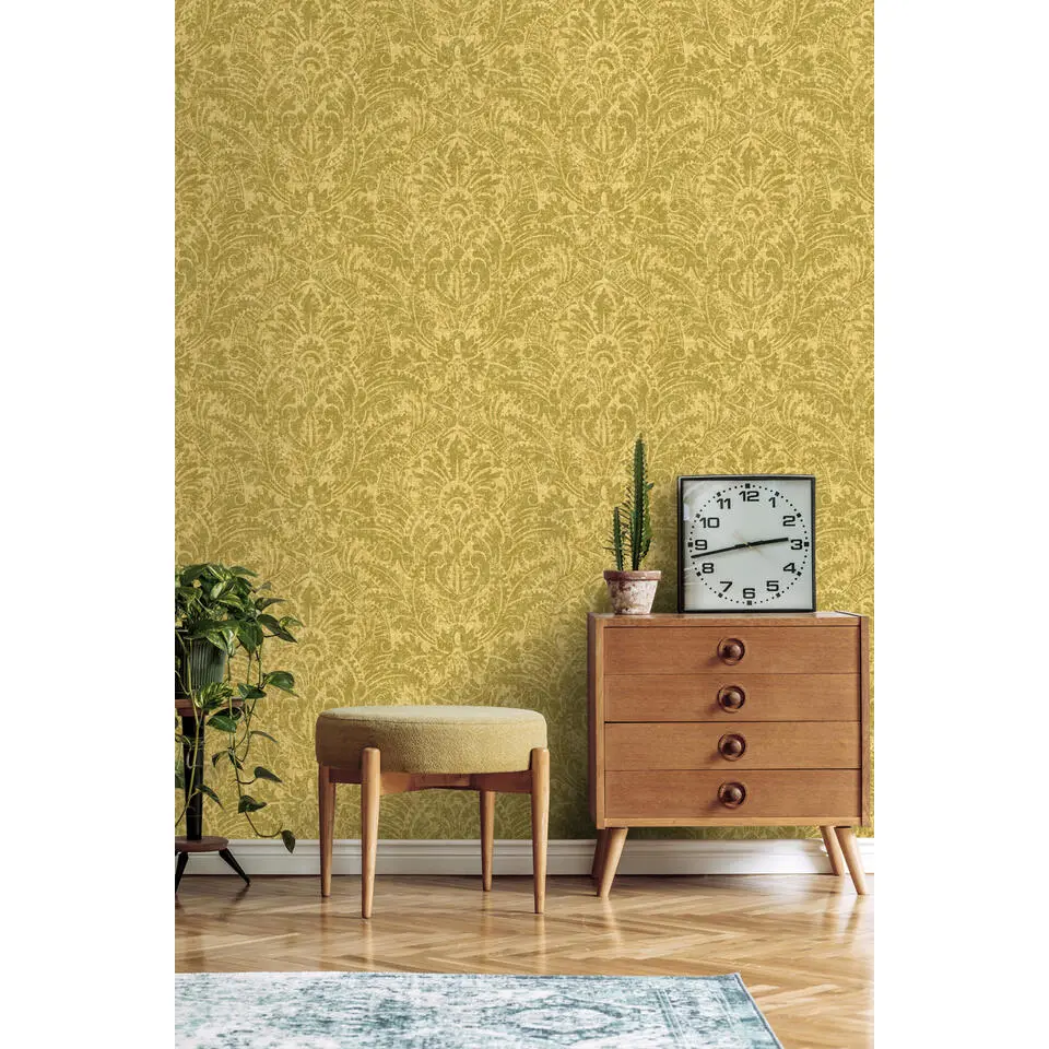 ESTAhome behang ornamenten okergeel - 50 x 900 cm