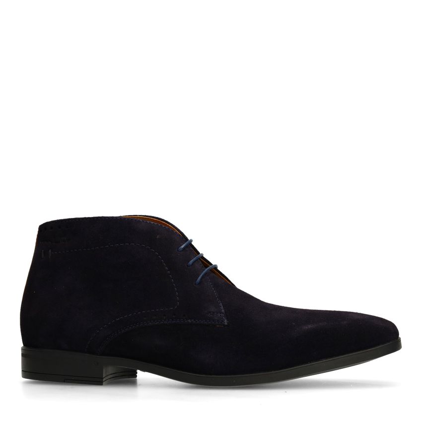 Van Lier Donkerblauwe suède veterschoenen