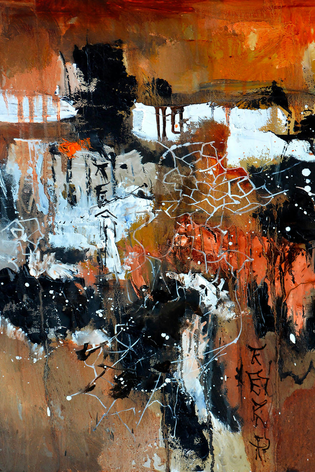 - Tableau abstrait terre brune imprimé sur toile 40x60cm