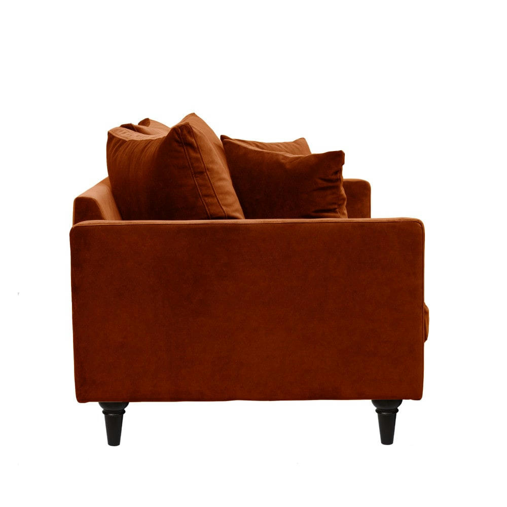 VILLABON - Canapé 3 places en velours pieds tournés rouille