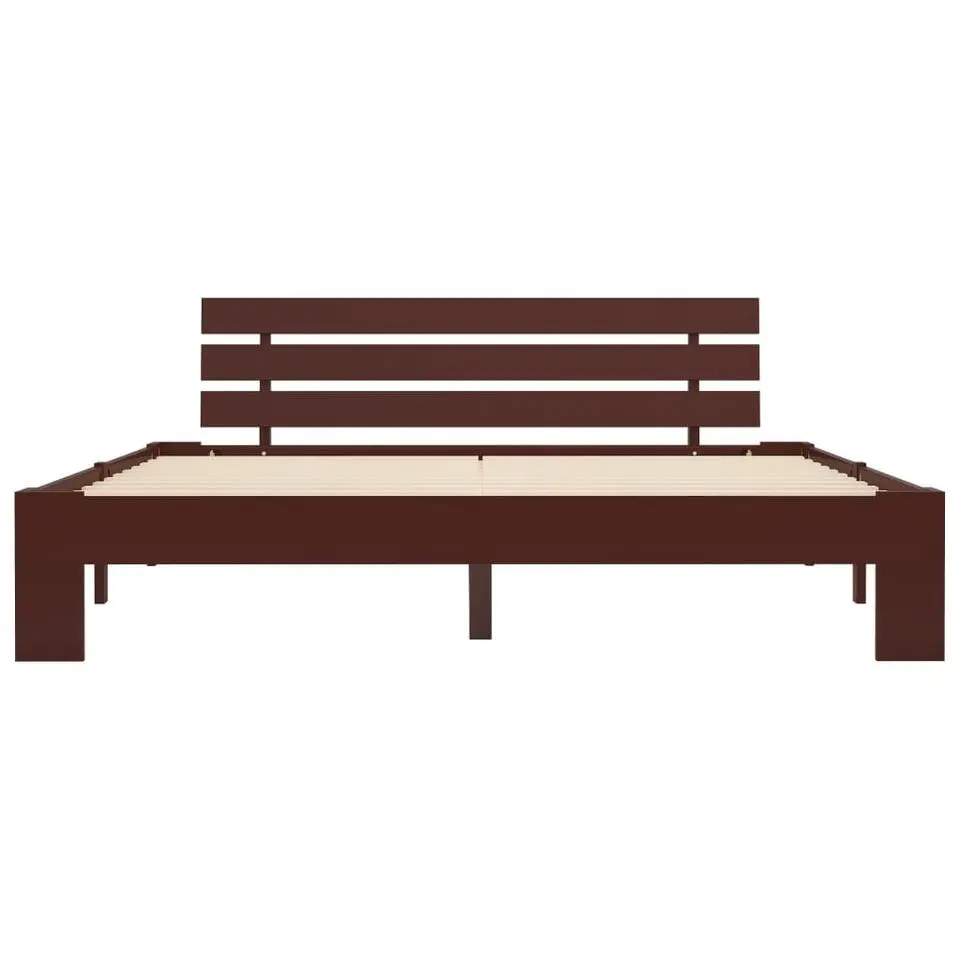 vidaXL - Bed frame met hoofdeinde - Donkerbruin - Grenenhout - 160x200 cm