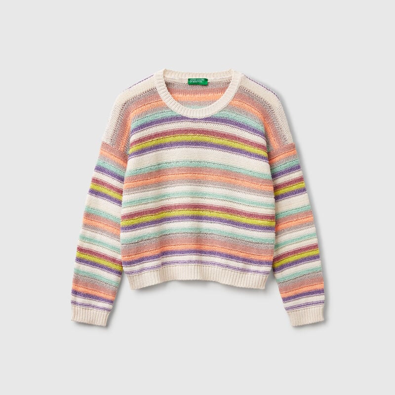 Multicolor striped sweater with lurex