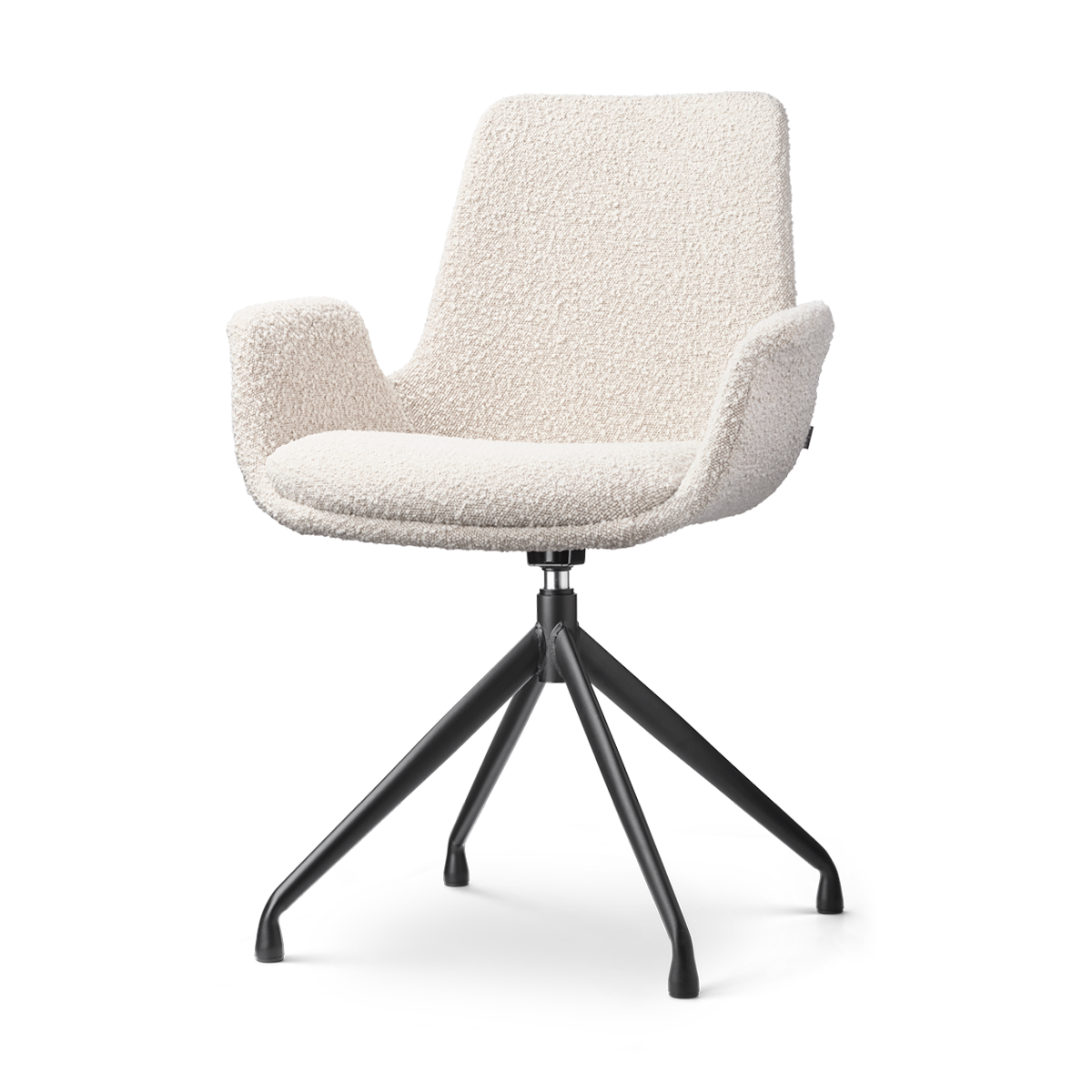 Nolon Nola-Eef Eetkamerstoel Bouclé Beige - Draaibaar Zwart Onderstel