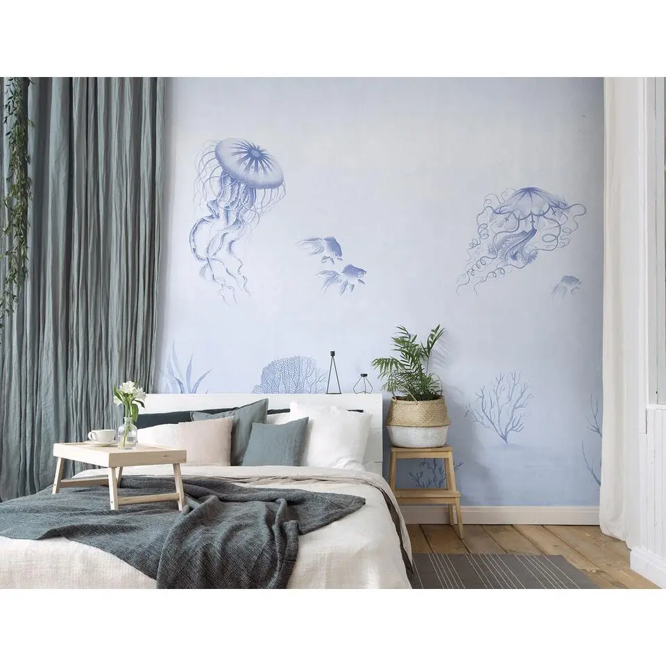 Sanders & Sanders fotobehang onderwaterwereld blauw - 371 x 280 cm