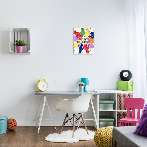 Stupell Better Together Diversity Phrase Children's Rainbow Hands Wood Wall Art - Multi-Color